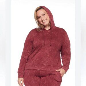 Frankie & Stella™ Oversized Cropped Hoodie PLUS - Burgundy size 4x